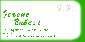 ferenc bakcsi business card